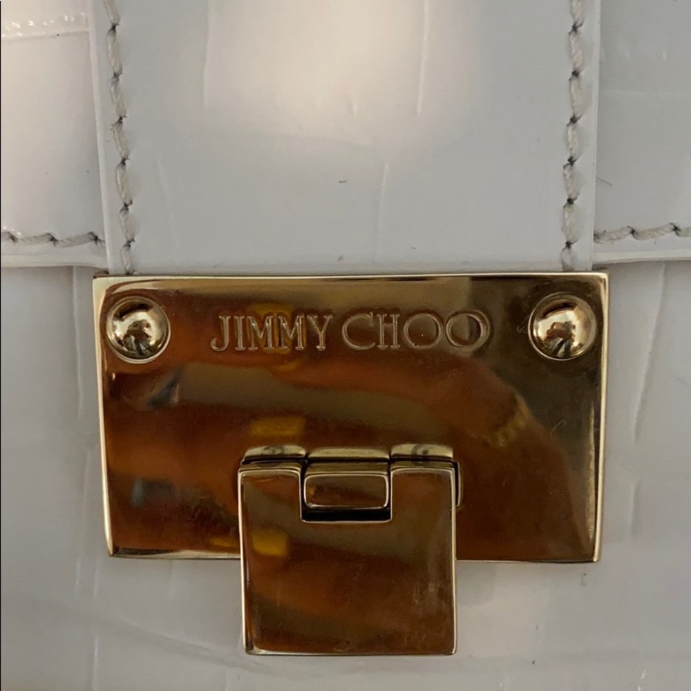 Jimmy Choo white croc embossed shoulder bag